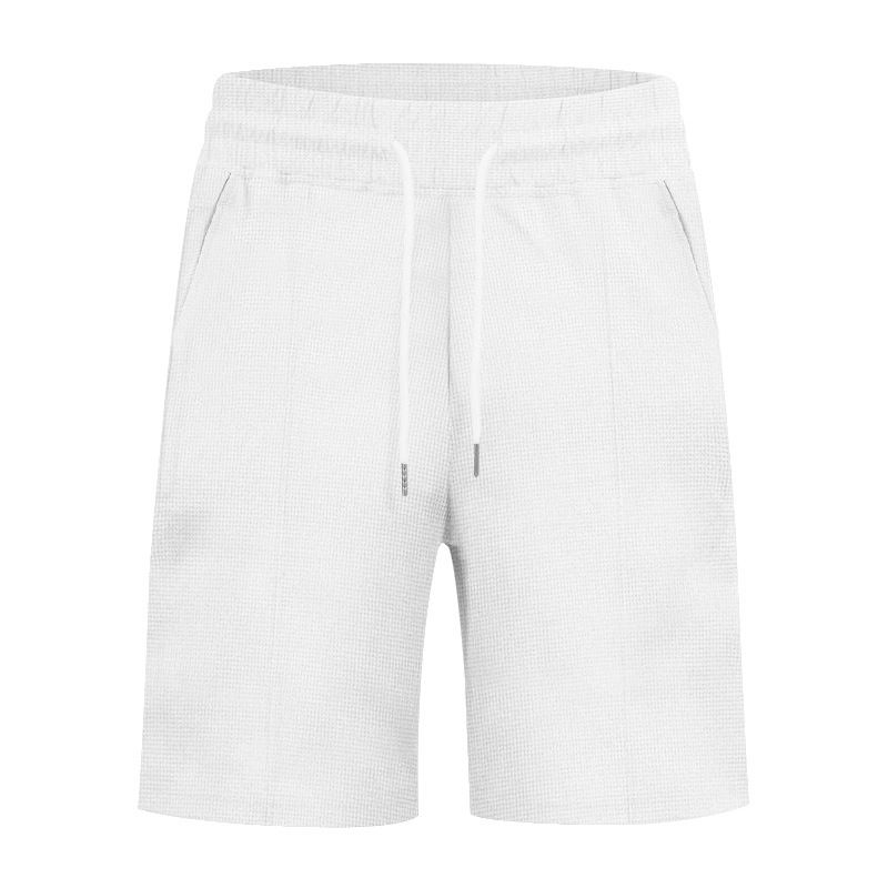 Men's Clothing Men's Casual Waffle Shorts Heavyweight Versatile Solid Color Style Summer Sports Running Training Shorts_viptrois.com
