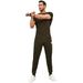 Men's Performance Two-Piece Set - Moisture-Wicking T-Shirt & Jogger Pants (S-XXXL) | Slim Fit Gym Essentials In 5 Colors (Black/Khaki/Olive)_viptrois.com