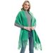 Unisex Women's shawl long fringe coarse beard grass green thick solid color scarf_viptrois.com