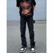 Men's Clothing High Street Ink Splashed Flared Jeans Men's Ins American Retro Vibe Style Loose Straight Leg Mopping Trousers_viptrois.com