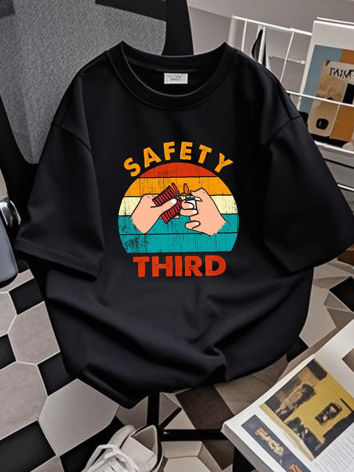 NEW LIMITED Warning Fireworks Firecrackers Safety Third 4th Of July T-Shirt Fashion Soft Streetwear Casual Designer Clothes Homme Slightly_viptrois.com