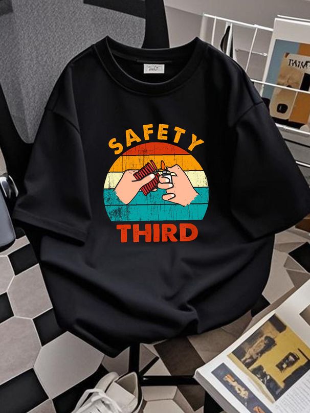 NEW LIMITED Warning Fireworks Firecrackers Safety Third 4th Of July T-Shirt Fashion Soft Streetwear Casual Designer Clothes Homme Slightly_viptrois.com