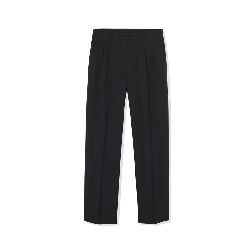 Men's Straight Leg Dress Pants Summer Style High End Feel Wide Leg Black Suit Loose Fit Versatile Casual Long Pants_viptrois.com