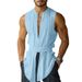 Men's Clothing V Neck Sleeveless Strap Design Vest Fashion Lace Up Design Top_viptrois.com