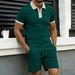 Men's Color Blocked Polo Shirt Turn Down Collar Half Zip Closure Casual Suit With Pockets New Summer_viptrois.com