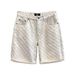 Men's Clothing High Street Jacquard Ripped Summer Loose Straight Retro Five Point Denim Shorts_viptrois.com