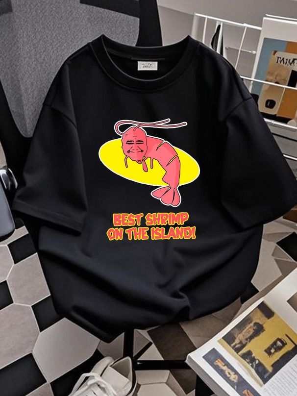 NWT Kamekona Shrimp Tasty Island Hawaii Food Vintage Retro T-Shirt Size S-4XL Casual Slightly Summer Graphic Streetwear Top For Everyday Wear_viptrois.com