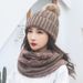 wool Knitting Ladies Autumn And Winter Fashion Warm Version Of The Trendy All-match Plus Fleece Hat Scarf Set_viptrois.com