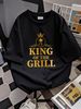King Of The Grill Barbecue Fun Shirt Grill Cooking T-Shirt 100% Cotton S-5XL Comfortable Streetwear Graphic Homme Breathable Versatile Casual_viptrois.com