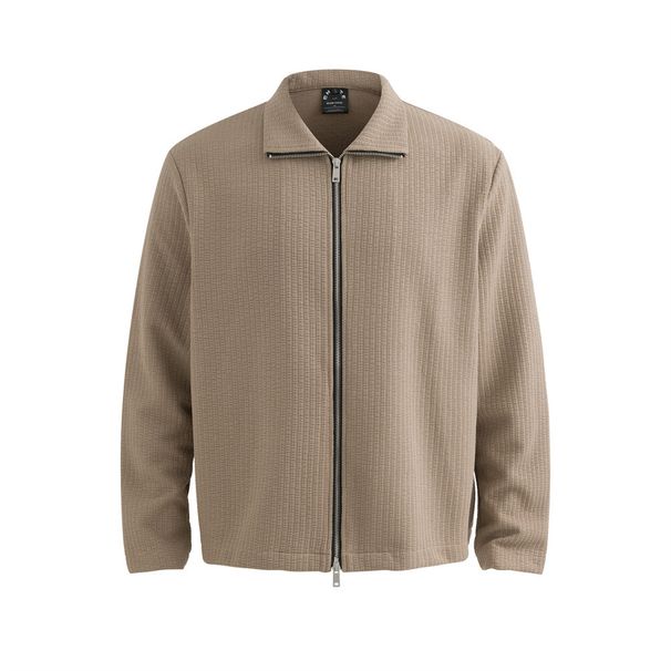 Loose Cardigan Sweatshirt For Men 360g Spring And Autumn American Style Trendy Brand Textured Solid Color Double Zipper_viptrois.com
