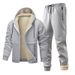 Men’s Fleece Hoodie Set | Winter Sherpa-Lined Zip-Up Jacket & Joggers (Grey/Black/Navy, XS-XXL)_viptrois.com