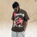 American Style Trendy Brand Design Printed T-Shirt 2025 New Loose Casual Short Sleeve Men's Summer_viptrois.com