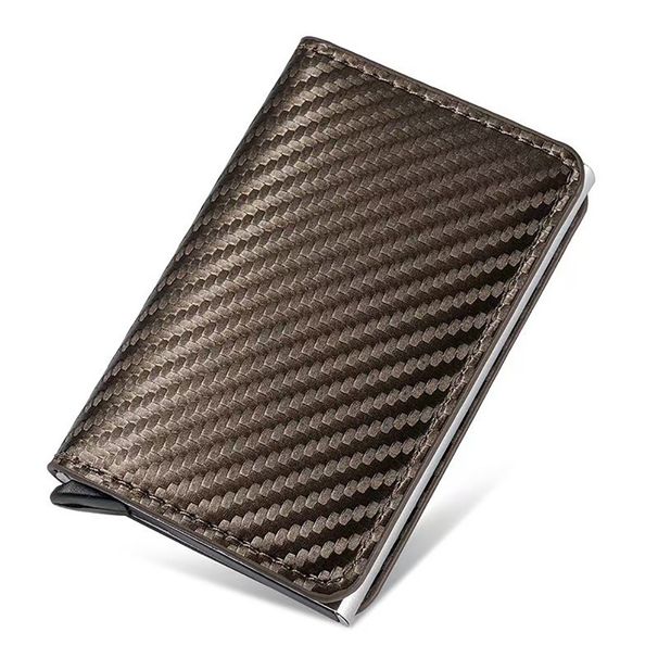 Card Holder Purse Wallets Carbon Fiber Card Bag Anti-theft Brush Rfid Automatic Clip Card Aluminum Alloy Pu Card Bag Wallet_viptrois.com