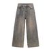 Men's Clothing New Four Seasons New Products Old Retro Loose Wide Leg Ins Denim Pants_viptrois.com