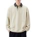 Men's Jacquard Textured Collar Polo Sweatshirt – Loose Fit Knit Pullover With -Style Collar Design_viptrois.com