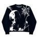 Unisex Dark Academia Sweater - Oversized Corduroy Knit With Anime Print, Long Sleeve Crewneck, Polyester Blend (Black/Blue/Purple/White/Green)_viptrois.com