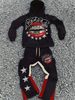 Men's Clothing Men's Street Black Hooded Sweatshirt Flared Pants Suit Red Lips And Diamond Teeth_viptrois.com