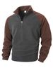 Men's Fleece Zip-Up Hoodie – Winter Thermal Stand Collar Pullover With Color Blocking For Casual Streetwear_viptrois.com