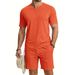 Summer Men's Quick Drying V Neck Jersey Shirt And Shorts Set Loose Trendy Skin Friendly Clothing For British Gentleman_viptrois.com