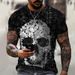 Men's Clothing Fashion Personality Skull Creative 3D Printing Casual Large Size Short Sleeved T Shirt For Men And Women_viptrois.com