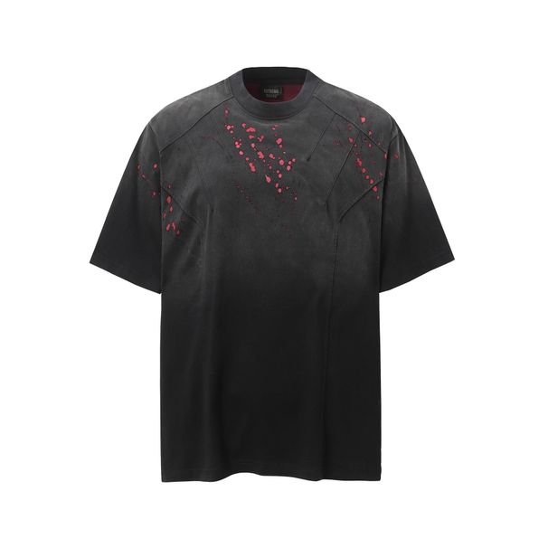 Men's Clothing Jiayiku Men's Clothing 2025 New American Street Fashion Brand Niche Tee Heavy Washed Cut Erosion T Shirt Short Sleeve_viptrois.com