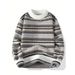 Men's Autumn And Winter Knitted Sweater Loose Casual Versatile Sweater Striped Thread Jacket_viptrois.com
