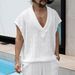 Men's Oversized V-Neck Sleeveless Shirt - Breathable Loose Fit Summer Tank Top With Jacquard Detail_viptrois.com
