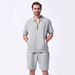 Men’s Clothing Summer New Men's Simple Casual Jacquard Short Sleeved Zipper Cardigan Jacket Shorts Suit_viptrois.com