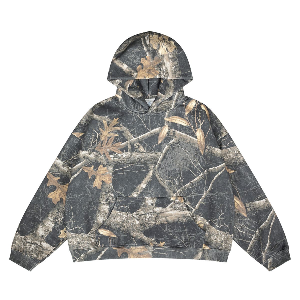 Autumn Winter New Trendy Brand Fleece Hoodie Full Print Tree Branch Camouflage Hooded_viptrois.com