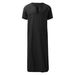 Mens Short Sleeve Black Jubba Thobe Muslim Men Clothing Islam Arabic Kaftan Abaya Robe Solid Color V-neck Musulman Shirt_viptrois.com