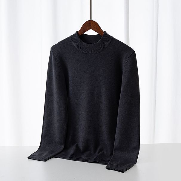 Men's Clothing Simple And Elegant Base Layer Semi-Turtle Neck Sweater Slim Fit Knit Pullover Casual Long Sleeve Thermal Tops For Autumn Winter_viptrois.com
