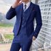 Men's Slim Fit Wedding Suit – Single/Double-Breasted Blue Groom Suit With Vest & Trousers_viptrois.com
