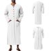 Men's Clothing New Men's Loose Stand Up Collar Long Sleeved Robe_viptrois.com