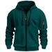 Men's Zip-Up Hoodie With Embroidered Badge & Multiple Pockets - Hip-Hop Style Pullover For Casual Streetwear (S-Xxxl, 9 Colors)_viptrois.com