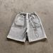 Unisex Summer Streetwear Shorts With Embroidered Script & Relaxed Fit - American High Street Style Cotton Cargo Shorts_viptrois.com