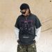 Trendy Hip-hop Washed Vintage Print Patchwork Long-sleeve T-shirt Men Women, High Street Fashion For Spring And_viptrois.com