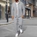 "Men's Waffle-Knit Zip-Up Jacket Set - Slim Fit Polyester Track Suit With Stand Collar & Side Pockets (White/Black/Grey/Burgundy/Khaki/Dark Green_viptrois.com