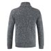 Men's Zip-Up Cardigan Sweater - Warm Fleece Lined Knit Jacket With Stand Collar, Casual Long Sleeve Pullover For Autumn & Winter_viptrois.com