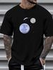 Moon Circling Earth T-Shirt Planet Earth Astronomy Space Tee Designer Clothes Homme Summer Soft Streetwear Stretched Top For Everyday Wear_viptrois.com