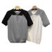 Men's Clothing Stylish Contrast Color Knit Casual Short Sleeve Collared T-Shirt For Summer, Breathable & Comfortable Fit (Grey/White, Sizes M-3XL)_viptrois.com