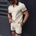 Men's Clothing Summer New Men's Short Sleeved Shirt Shorts Sports Leisure Suit_viptrois.com