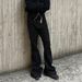 Men's clothing women's spring and summer hip-hop RO style unisex trousers black trendy floor-length wide-leg flared jeans_viptrois.com