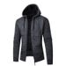 Cross-Border Foreign Trade Fashion Knitted Cardigan Men's Fleece-Lined Outerwear Hooded Zipper Sweater Jacket_viptrois.com