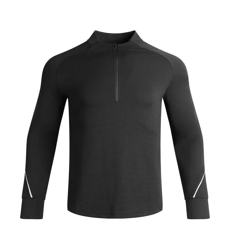 Men's Clothing Long-Sleeved Half-Zip Running Fitness Training Sports Long-Sleeved Quick-Drying Breathable Thin Stand-Up Collar Outer Suit_viptrois.com
