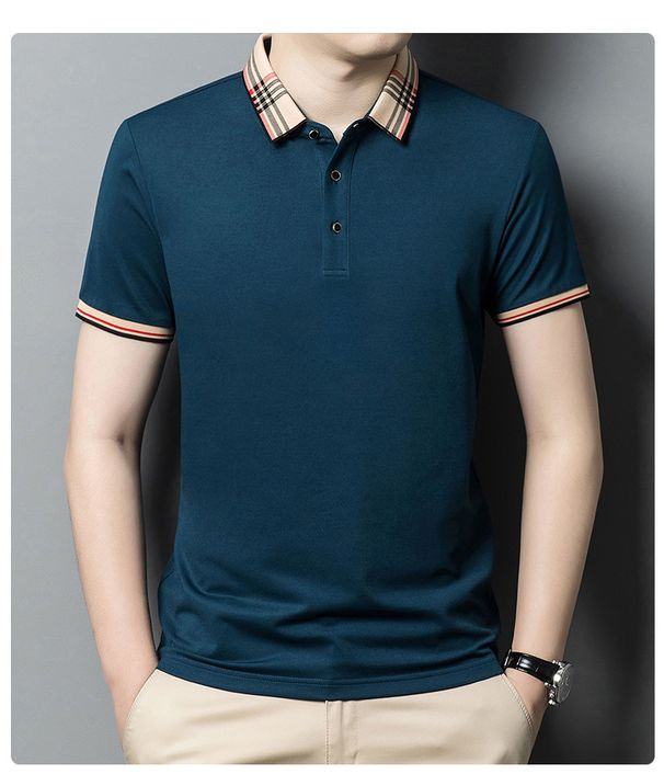 Summer Polo Shirt With Lapel, Solid Color, Casual Men's Short Sleeved T-shirt, Business Korean Version, Slim Fitting_viptrois.com