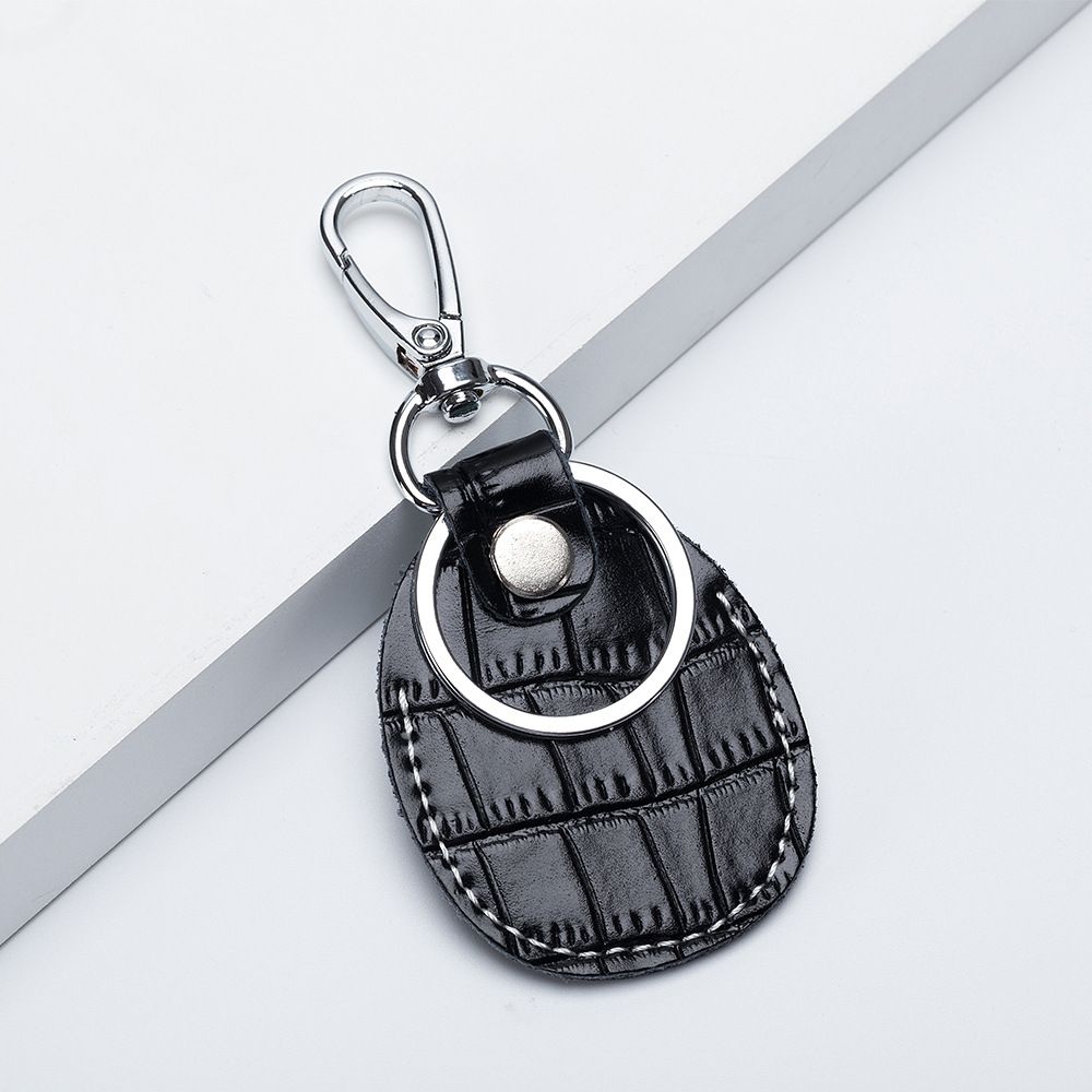 Genuine Leather Simple Creative Mini Access Card Holder Access Keychain Integrated Small Rectangular Teardrop Shaped Protective Cover_viptrois.com