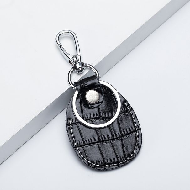 Genuine Leather Simple Creative Mini Access Card Holder Access Keychain Integrated Small Rectangular Teardrop Shaped Protective Cover_viptrois.com