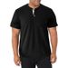 European And American Men's Tall Short-sleeved Heavyweight Henry Shirt, Overalls Cross-border Large-size Men's Crew Neck T-shirt Basic_viptrois.com