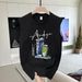 Cotton Printed Crew Neck Vest Sleeveless Loose Casual Short Sleeve T-Shirt Men's And Women's_viptrois.com