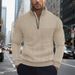 American Retro Casual Stand Up Collar Zipper Pullover Loose Knitted Heavy Stitching Autumn And Winter Long Sleeved Sweatshirt_viptrois.com